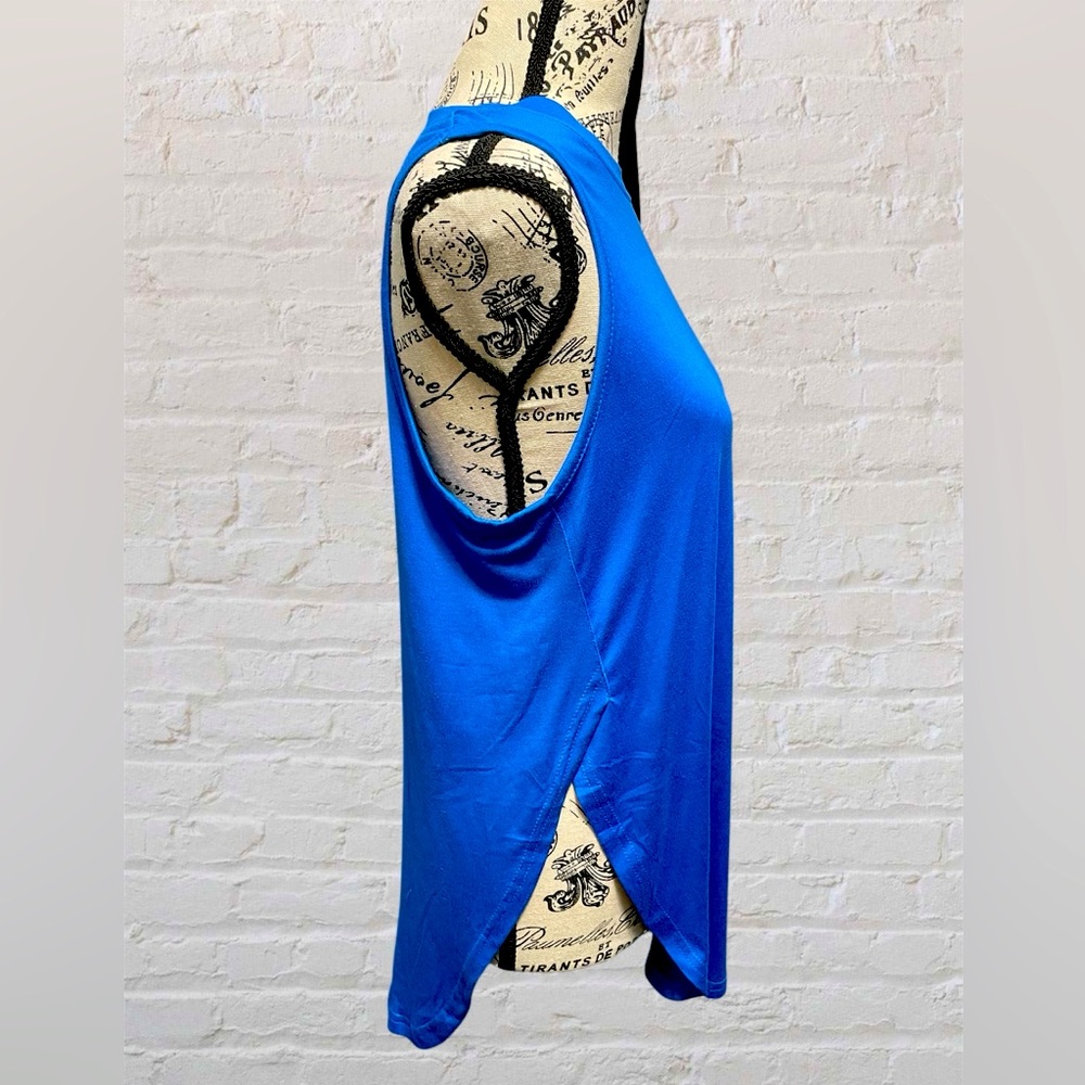 Blue Side Slit Tank Top
